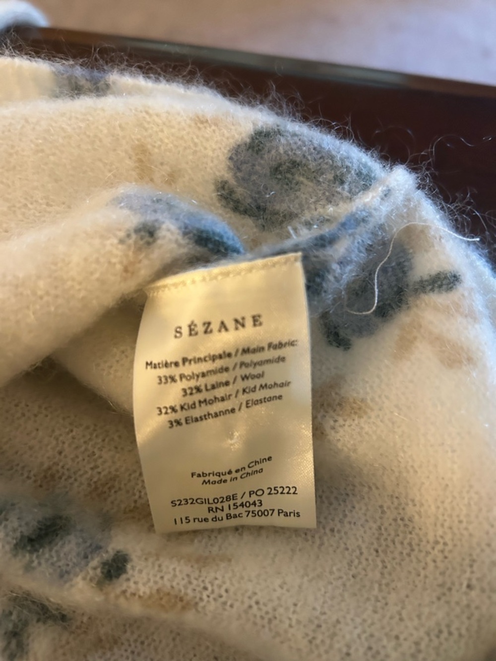 Sézane Nerys Cardigan Cream Floral V-Neck Button Cardigan Sweater BNWT - Picture 7 of 7